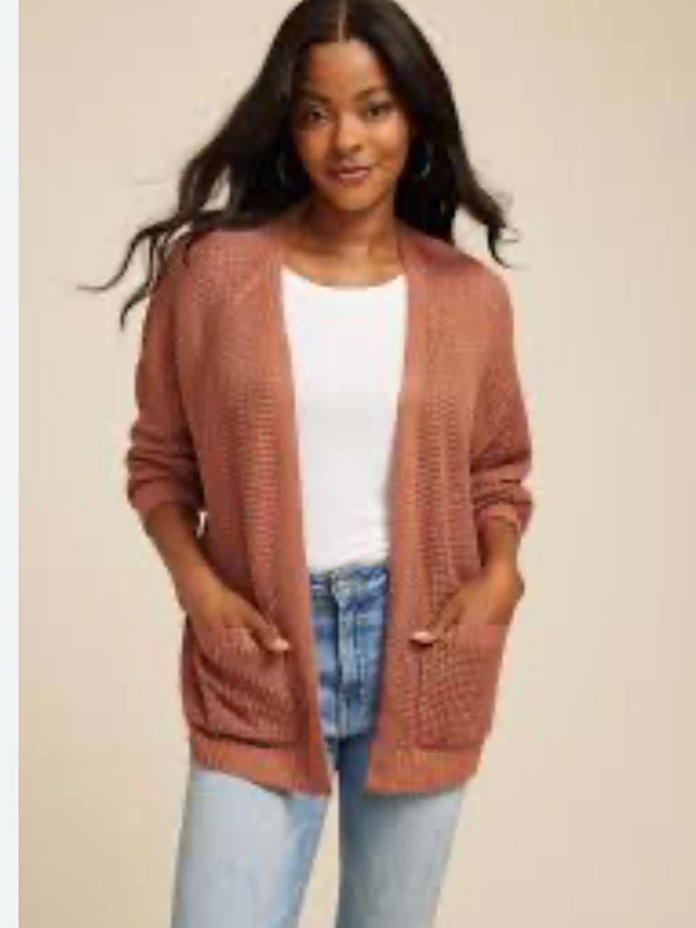 Maurices Slouchy Rust Open-Front Knit Cardigan